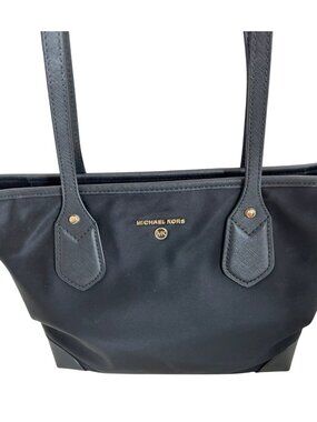 Michael Kors Black Nylon & Leather Large Tote Shoulder Bag